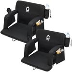 Stadium Seats with Back Support and Padded Cushion - Wide Bleacher Chair with Anti-Slip Mat - Reclining Stadium Football Seats with Armrest - 6 Adjustable Angle, Large Pockets, 2 Cup Holders - Black