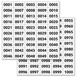 1-1000 Consecutive Number Inventory Labels Stickers Sheets - 4 x 2 cm