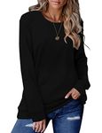 ELF QUEEN Womens Crewneck Sweatshirts Long Sleeve Shirts Loose Pullover Tops Shirts Black M