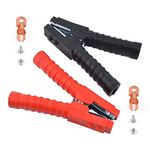 Gunpla 2 Pieces 600Amp Booster Battery Cable Clips 150mm Red Black Insulated Electrical Crocodile Alligator Jump Lead Clips Nickel Coated Large Test Clamps for Car