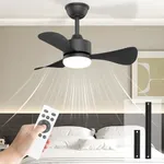 Hisummer Small Black Ceiling Fan with Light and Remote, Modern Bedroom Ceiling Fan with Light 28 Inch Outdoor/Indoor Ceiling Fan with 6-Speed for Kitchen Patio Reversible Ceiling Fan