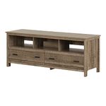 South Shore Furniture Exhibit TV Stand for TVs, up to 60-Inch, Weathered Oak