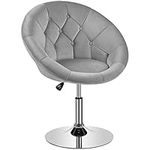 Yaheetech Height Adjustable Armchair, Comfy Velvet Vanity Chair with Large Base, 360 Degree Swivel Chair Barstool, Multifunctional Modern Tub Chair for Dressing Room Living Room Bedroom Grey