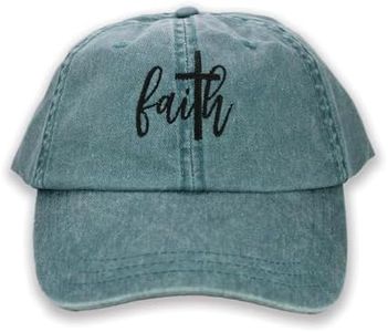 Love in Faith | Faith Inspired Embroidered Hat | Christian Clothing | Faith-Based Apparel | Unisex (Faith Teal)