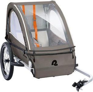 Retrospec Rover Plus Kids Bike Trailer Single/Double Passenger Folding Design with 5-Point Safety Harness, Weatherproof Fabric and Safety Flag, 40-80