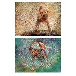 Two Wet Muddy Labrador Dog Wall Art Prints, Pair of Yellow Fox Lab Dog Memorial, Abstract Dog Picture A4 Prints Hand Signed by Dog Portrait Artist Oscar Jetson. A4 A3 11x14 12x16 (13x19 inches)