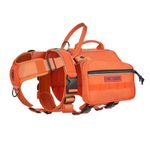 OneTigris Service Dog Vest Harness,Detachable Tactical Vest with Pouches and EDC/Medical Pouch Set for Medium and Large Dogs(Orange, M)