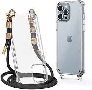 Lawonda Clear Case for iPhone 14 Pro Max, Crossbody Adjustable Neck Shoulder Lanyard Strap Shockproof Protective Transparent Lanyard Phone Case for 14 Pro Max (6.7 Inch) Black