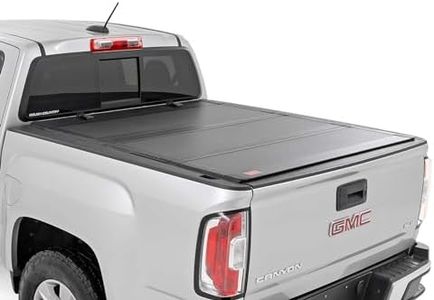 Rough Country Hard Tri-Fold Flip Up Truck Bed Tonneau Cover for Chevy Colorado and GMC Canyon (2015-2024) - Fits 5' (60") Bed, All-Weather, Flush Aluminum Panels