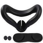 TNE Face Cushion Cover, Lens Pad, Thumbstick Cap for Oculus Quest 2 | Accessories Include Silicone Face Mask, Lens Dust Protector, Controller Thumb Grips for Quest 2 Virtual Reality Headset (Black)