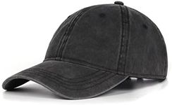 Zylioo Extra Big Washed Cotton Baseball Cap,Pigment Dyed Camp Cap for Big Heads,Soft Crown Large Running Hat Black Gray