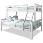 Triple Bunk Bed, 4ft6 Double & 3ft Single Wooden Bunk Beds With Ladder Triple Sleeper Kids Bunk Bed, Solid Pine Wood Frame Children Single Double Bed Frame, White L199cm x W143cm x H144