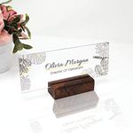 Personalized Desk Name Plate Plaque, Unique Gift, Wood Holder, Office Decor,Teacher Name Plate,Sign, Black Floral