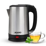 AGARO Sonnet Electric Kettle, 1.5L, 1500W, Stainless Steel Body, Quick Boil, Water Boiler, Hot Water Kettle, For Making Black Tea & Black Coffee,Auto Shut Off, Cool Touch Handle