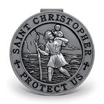 PloreWay St. Christopher Medal for Car, Metal Saint Christopher Visor Clip, Talisman for Safety, Automotive Visor Accessories, Gift for Drivers, Families, Friends