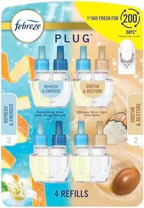 Febreze Odor-Fighting Fade Defy PLUG Air Freshener, Refresh and Energize, Soothe and Restore, Pack of 4 (2 of Each), 79 fl. oz. Oil Refill