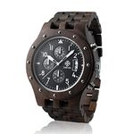 ZEITHOLZ Wood Watches for Men, Wooden Watch, Gifts, Chronograph Watch, Geising 44mm, 100% Natural Wood with Japanese Quartz Movement. (Black)