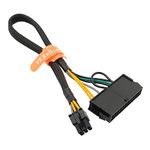 YEZriler 24 Pin to 6 Pin ATX PSU Power Adapter Sleeved Cable for Dell Motherboard with 6 Pin Port 13-inch(33cm)