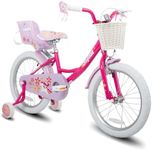 JOYSTAR Unicorn 18 Inch Girls Bike for Ages 5-8 Years Kids Bike with Doll Bike Seat 18" Children Bicycle with Training Wheels Basket Streamer Kids' Bikes Fuchsia