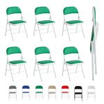 mcc direct Set of 6 Folding Chairs, Faux Leather Foldable Chairs with Metal Frame and Padded Seat, Easy to Fold and Store for Home, Office, Dining and Reception (Green)