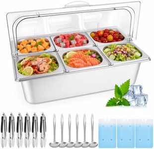 LLNC Cold Food Buffet Server 10.8Qt (6 Pans×1.8 Qt), Cold Food Buffet Ice Serving Tray,Salad Bar Buffet Station for Home Restaurant Kitchen Parties for Salad Fruit Condiments