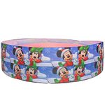 Blue Mickey & Minnie Mouse Christmas 2M X 22mm Wide Christmas Cake Ribbon Gift Wrap Decoration Ribbon & Decorating Ideas for Present Bows Toppers or Wrapping Bags Box Balloon String Cards Art Craft