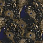 FLFK Dark Blue and Brown Peacocks Wallpaper,Peel and Stick Wall Mural for Living Room, Bedroom, Kitchen, Office, Apartment Decor 16"x128"