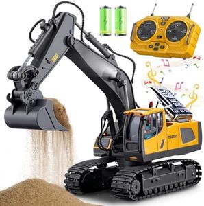 Samtop Remote Control Excavator Toys, 11 Channel 1:20 RC Construction Vehicles, 680° Rotation Hydraulic Car Toys for 4 5 6 7 8 9 10 Year Old Boys Kids, RC Truck Digger Toy Christmas Birthday Gifts