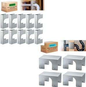 UPVONT Stud Shoes for 2X Studs (10 PCS) & Triple 2X Stud Shoes(4 PCS), 16-Gauge Galvanized, 6.25" Height, Fits Up to 2 3/8" OD Pipes – Thicker, Higher, IBC/IRC Code Compliant, Extra Durable