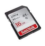 SanDisk Ultra SDHC Memory Card Up to 80 MB/s, Class 10, 16 GB, Black/Grey