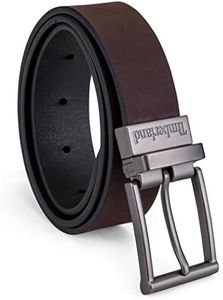 Timberland boys Reversible Leather Belt for Kids, Brown/Black, Medium