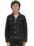 KiddoPanti Boys Full Sleeves Solid Denim Jacket, Black - 12-14Y