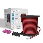 LEADTOPS 20M 22AWG 65.5FT Extension Wire Tinned Copper 2 Conductors Cord Electric Red&Black Stranded Line for 12V DC 3528 5050 2835 Single Color LED Strip/Bulbs/Lamps