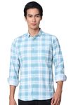 Majestic Man Box Checkered Slim fit Cotton Casual Shirt (Sea Blue, X-Large)