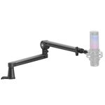 CMTECK Microphone Boom Arm, Extended Riser, Premium Low Profile Microphone with Cable Management, 360° Rotatable Boom Arm, Sturdy Aluminum Mic Desk for Blue Yeti Shure