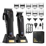 SUPRENT PRO Professional Hair Clippers for Men - High Torque Brushless Motor & DLC Coated Detachable Blade - Cordless Hair Trimmer Set for Barbers with Charging Base - Premium Gift Hair Clipper Kit