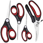 LIVINGO Universal Scissors Set - Forging Stainless Steel Soft Rubber Grip - 4 Pack of Multi-Purpose Sharp Shears: Cooking, Fabric, Paper Cutting, Crafts DIY - for Kitchen Home Office Middle School