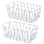 SANNO Freezer Baskets Pantrty Storage Baskets Bins,Farmhouse Metal Wire Basket Freezer Storage Wire Baskets Organizer Wire Storage Basket for Kitchen Pantry Organizer Bins,14"x11"x6"