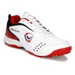 PRO KVH Plus Cricket Shoes for Men|Lightweight & Durable All-Round Performance Cricket Shoes|PVC Studs Spikes Sports Shoe for Unisex White-Red 7 UK/IND