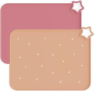 Moonkie Silicone Placemats for Baby & Kid, Stain-Proof Non-Slip Toddler Food Mats Eating Table Mat with 2 Packs