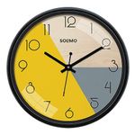 Amazon Brand - Solimo 12-inch Plastic & Glass Wall Clock - Pie (Silent Movement), Black.