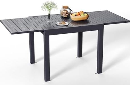 Homall Tavolo da Giardino 81,5/163cm x 81,5 cm, in Alluminio, Allungabile, per 4 a 6 Persone, in Alluminio Antiruggine e Impermeabile