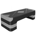 Gymflex Adjustable Aerobic Step Platform 3 Levels Adjustable Height (10,15,20 cm) Non-Slip Fitness Stepper for Home Gym Yoga Cardio Workout Training (Gray)