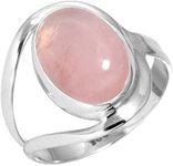 JEWELOPORIUM 925 Sterling Silver Ring for Women Pink Rose Quartz Gemstone Fashion Silver Ring Size 8 Friendship Day Gift Boho Jewelry