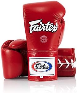 Fairtex BGL6 Handmade Leather Gloves| Optimal fist Closure with a Locked-Thumb Design| Premium Leather |Triple-Layered Foam |Lace-up Closure. Ideal for Boxing, MMA, and Kickboxing.(Red/18oz)