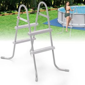 TIXANF 33" 2-Step Steel Frame Above Ground Swimming Pool Ladder,Heavy Duty Double Sided Removable Pool Steps,Pool Ladder Steps with Non-Slip Plastic Steps for Entry and Exit