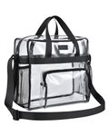 Clear Bag Stadium Approved, Transparent Tote Bag and Gym Clear Bag, See Through Tote Bag for Work, Sports Games and Concerts-12 x12 x6 (Black)