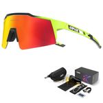 KAPVOE Cycling Glasses Polarized Mountain Bike Sunglasses Women Men MTB Bicycle Riding Motorcycle with 4 Interchangeable Lense 09 Red Green