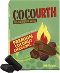 CocoUrth Natural Hookah Coconut Shell Charcoal Hexagonal 20x50mm 60 PCS Electric Burner Briquettes Used Also for Cooking, Grilling, Barbecuing, Incense Narguile Coal (1kg)