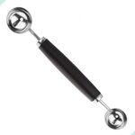 Double-End Melon Baller Scoop Fruit Spoon, Silver & Black